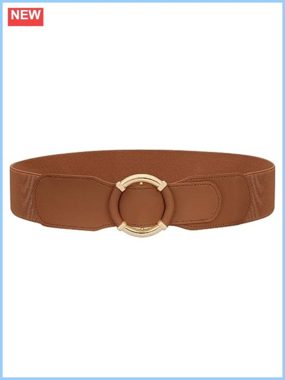 Women's Wide Elastic Waist Belt Stretchy Vintage Dress Belt with Round Buckle